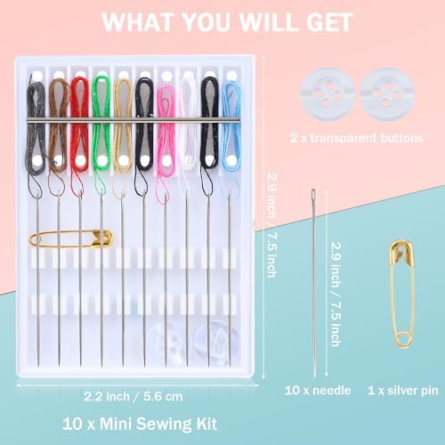MTLEE 14 Boxes 140 Pieces Quick Fix Sewing Kit, Easy Pre Threaded Needle