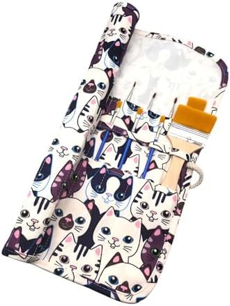 Funny live Paint Brush Holder Art Supplies, Artist Brush Holder & Storage Organizer Roll-Up Case Bag, Protect Acrylic Oil Watercolor Paintbrushes (Kitten 20 Slot Pockets)