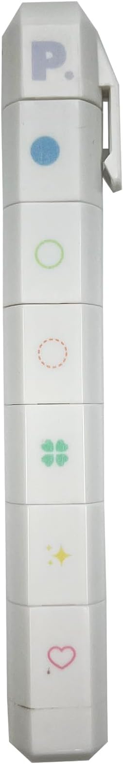 6-in-1 Retractable Pre-Inked Pen Roller Stamp – Basic Symbols Set Includes Circle, Four-Leaf Clover, Heart, Dotted Circle, Star – Rotatable Detachable Design for Bullet Journal, Planners, Crafts