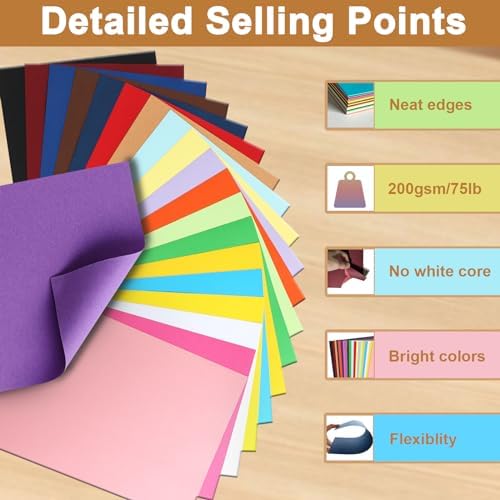 Silunkia 40 Sheets Colored Cardstock 8.3 x 11.7 Craft Paper 75lb