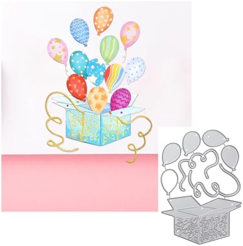 Scrapbooking Die-Cuts for Card Making, Christmas Metal Cutting Dies, Paper Craft Punch Template, Background Embossing Stencils, DIY Album Décor (Ballon Box-8.2x11.8cm)