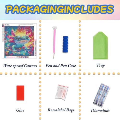Lophomie Diamond Art Kits for Adults Axolotl Diamond Painting Kits 14x14 in