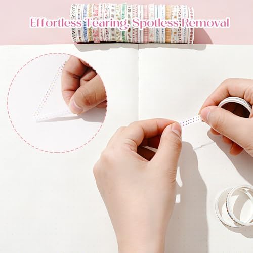 EORTA 30 Rolls Neutral Washi Tape Set, Thin 5mm Skinny Masking Tape (0.19 Inch Wide), Modern Minimal Planner Tape for Journaling, Scrapbooking, Gift Wrapping & DIY Crafts, Modern Minimal Line Set