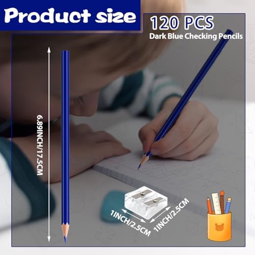 120 Pack Bulk Dark Blue Colored Pencils for Kids, Pre-sharpened Art Pencils Back to School Supplies Set, Drawing Sketching Pencils for Students, Teachers, Classroom