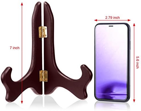 Tatuo 4 Packs Wooden Display Stand Plate Holder Easels, Red, 7 Inch