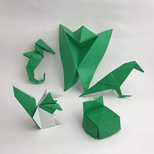 [Taro's Origami Studio] Standard 6 Inch One Sided Single Color (Dark Green) 50 Sheets (All Same Color) Square Easy Fold Premium Japanese Paper for Beginner (Made in Japan)