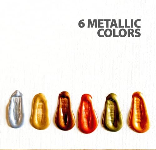 milo Metallic Acrylic Paint Set, 6 Metallic Colors, 8 oz Bottles