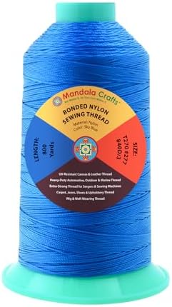 Mandala Crafts Size 277 840D T270 Sky Blue Bonded Nylon Thread, 800 YDs