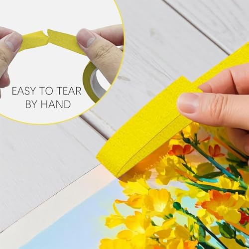 UMETDO 8PCS Colored Masking Tape - Yellow Painters Tape, Tape for Kids Art Supplies, Great for Crafts, Labeling, DIY Decorative, 1/2 Inch Colored Tape Rolls- Tiny Size