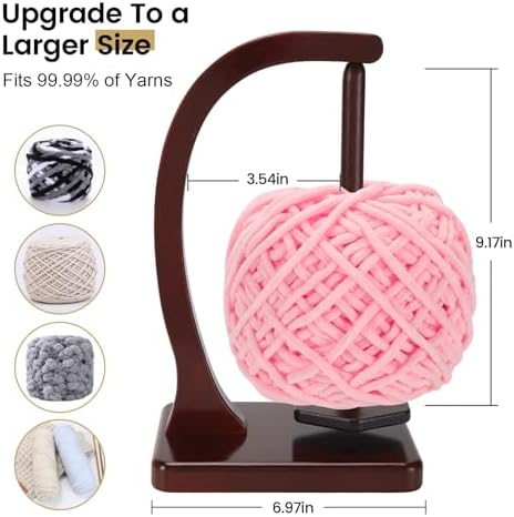 Yarn Holder for Crocheting and Knitting - Magnetic Wooden Yarn Holder Spinner, Ideal for Crochet Accessories, Knitting Accessories, Cool Gifts for Crocheters and Knitting Lovers （Burgundy）
