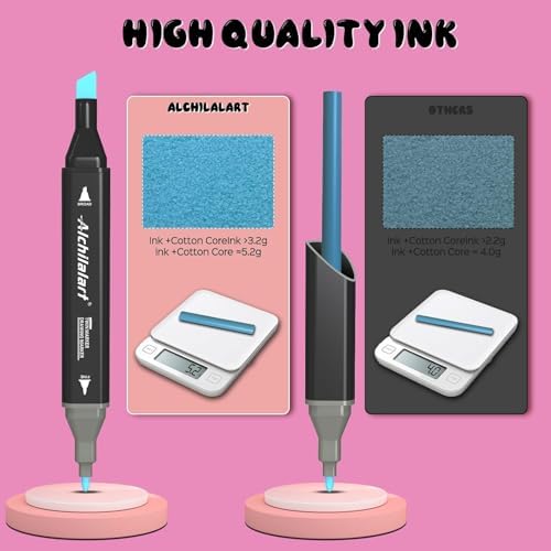 alchilalart 80-Colors Alcohol Markers Set, Dual Tip Art Markers with Case, Premium Artist Pens for Adult Coloring Books, Journaling, Sketching, Manga, Card Making, Gifts for Teens & Women