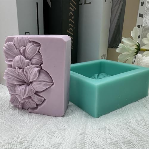 Lily Flower Soap Mold Pretty Flower Soap Silicone Mould for Handmade DIY Soap Making Lotion Bars Scented Candles Resin Crafts Aromatherapy Gypsum Moulds Cake Ice Cube Molds