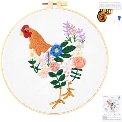 Crafmanoe Hand Embroidery Kits for Beginners Adults, Floral Stamped Cross Stitch Kits for Beginners Adults, Funny Embroidery Set Needlepoint Starter Kits, Embroidery Hoops, Fabric and Video Tutorial