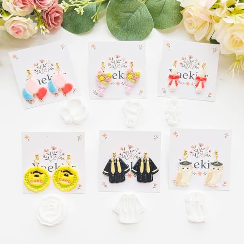 Graduation Polymer Clay Cutters & Stamps Set - 19pcs 0-9 Numbers, GARD/2026 Seals, Owl, Cap, Gown, Balloon for DIY Earring Jewelry, Soft Clay Crafts & Class Party Supplies