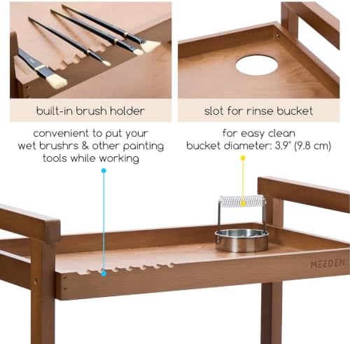 MEEDEN Rolling Art Supply Cart: Solid Beech Wood 3-Tier Storage Trolley