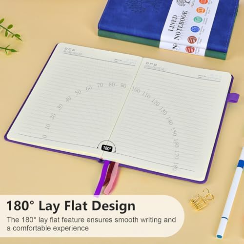 Lined Notebook 5.9"x8.5", Hardcover Leather Journal for Women Men,160 Pages | Medium Size 100 Gsm Writing Journal, Leather Journaling Notebooks for Work School Business Travel Note taking & Daily Diary