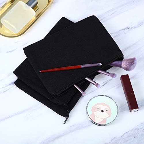 Gejoy 10 Pack Blank Canvas Cosmetic Bags Zipper Pouch DIY,L,Black