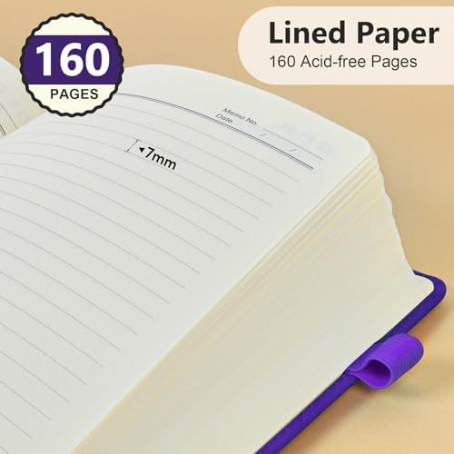 Lined Notebook 5.9"x8.5", Hardcover Leather Journal for Women Men,160 Pages | Medium Size 100 Gsm Writing Journal, Leather Journaling Notebooks for Work School Business Travel Note taking & Daily Diary