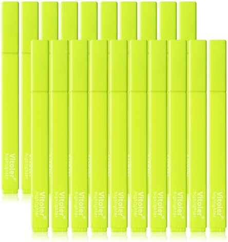 Vitoler Yellow Highlighters Set, Dry Fast,Chisel Tip, 20Pcs | Dry Fast,long lasting high quality for bible study,books,journal,writing,school office