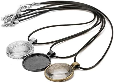 25pcs 25mm Round Bezel Pendant Trays Setting Cabochon Blank Base for DIY Crafting Photo Jewelry Findings Making Accessories, Gun Black