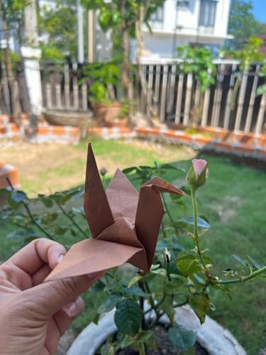 Natural Fiber Mulberry Tree,Banan Bark 6 x 6 Inches Square Origami Paper Arts Folding Craft, Decoration Paper,Writing Painting Square Folding Paper for DIY Crafts, 50 Sheets (Brown Tone, 6 x 6 Inch)