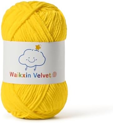 Fluffy Chenille Yarn for Crocheting，Baby Yarn for Crocheting Soft，50g/1.76oz Velvet Amigurumi Yarn ，Fingering Weight Yarns for Crocheting Baby Blankets、DIY Craft.(Golden Yellow)