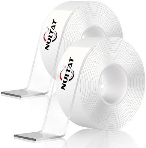 NULTAT Double Sided Tape Heavy Duty, Nano Reusable, Removable, Washable Double Stick Tape for Wall, Multipurpose Clear Adhesive High Temperature Tape 1.18" x 120" (20 Feet)