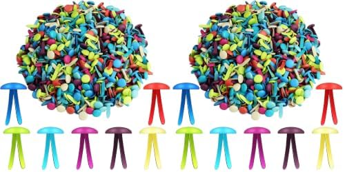 Hotop 500 Pcs Brad for Paper Crafts Metal Paper Fasteners,Multicolored (Pack of 2)