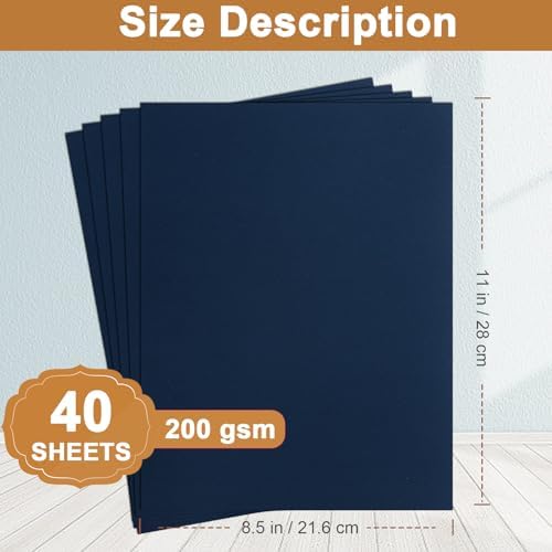 Silunkia 40 Sheets Navy Blue Cardstock 8.5 x 11 Crafts Paper 75lb