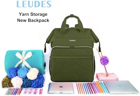 Leudes Crochet Bag Backpack for Yarn Storage Tote Travel Large Knitting Bag