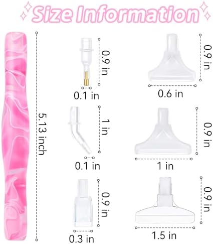 RaySoar Diamond Painting Art Drilling Dot Pen with Tips Nibs Placers Tool Accessories for Adults, Gem Rhinestone Picker Stylus Lt Pink