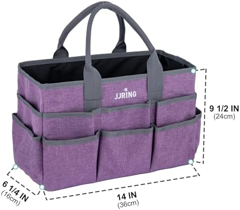 Craft Tote Bag Organizer For Art Storage With Multiple Pockets, Purple