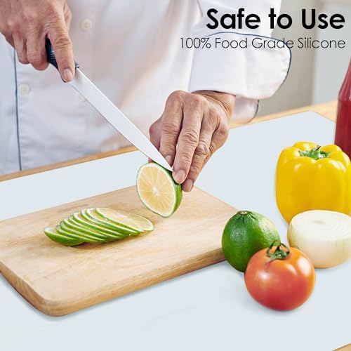Extra Large Silicone Mat, Food-Grade Flexible Silicone Table Mats for Kids Non-Slip Placemat Waterproof Heat Insulation Countertop Protector Pastry Mat Silicone Pad, 27.6''x15.7'' Gray, 1Pcs
