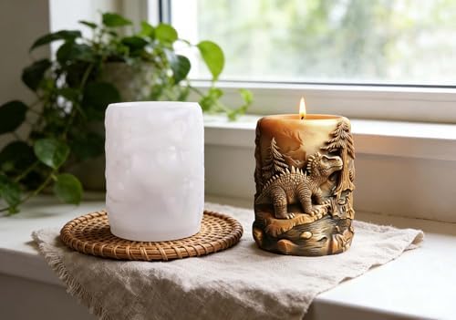 Dragon Dinosaur Animal Cylinder Molds Silicone Wave Spiral Candle Mold - Silicone Resin Casting Molds for Candle & Resin & Soap Craft Supplies