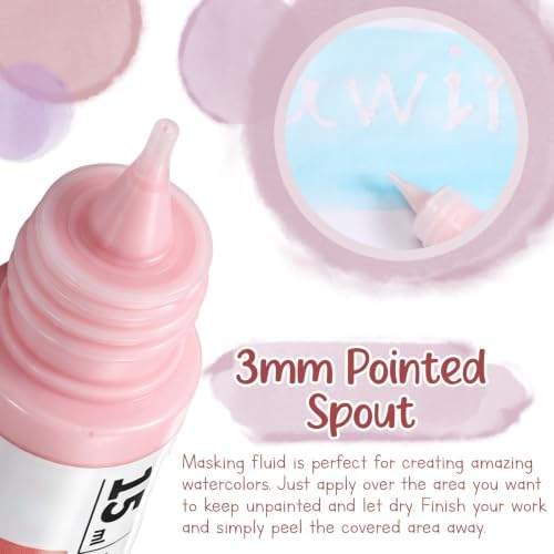 Feifeiya 2 Pcs Masking Fluid for Watercolor Painting, 15ml Capacity, Pink
