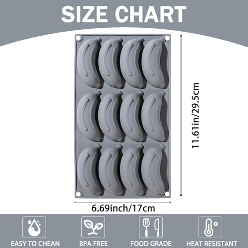 3D Silicone Banana Molds for Chocolate, Candy, Pastry, Truffle, Cookie