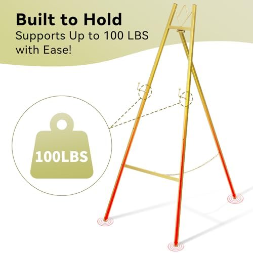GRENTY 57.5" Gold Easel Stand for Wedding Sign, Art, Welcome Sign, Painting