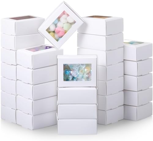 Zonon 100 Pcs Mini Kraft Soap Boxes with Window Homemade,White