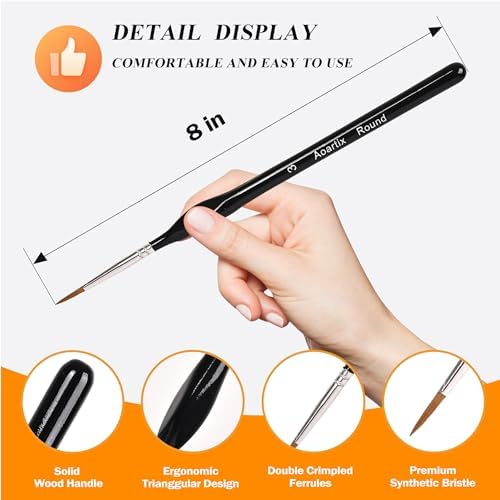 Miniature Brushes, Aoartix 15 Pcs Dry Detail Paint Brush, Triangular Handle