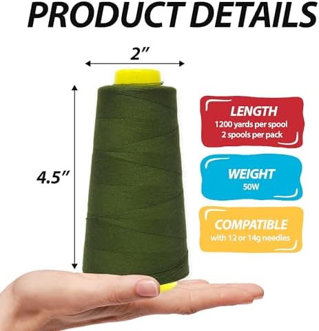 Mandala Crafts Olive Green Mercerized Cotton Thread for Sewing Quilting