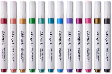 KINGART 409-24M Acrylic Paint Markers with Storage Case, 24-Metallic Colors