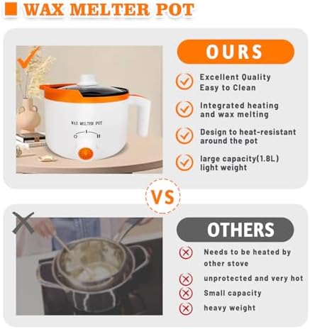 WcoDusak Candle Wax Melting Pot with Spout & Thermometer for Candle Making