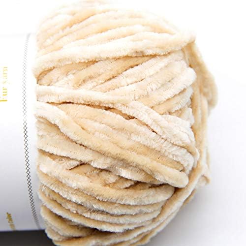 NICEEC 3 Skeins Soft Chenille Yarn 3 x85m (3X 93yds, 3X 50g)_Khaki
