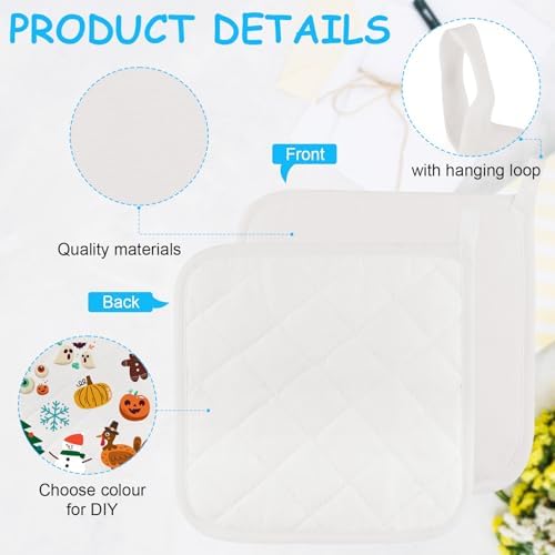 32 Pack DIY Pot Holders Craft Set White Blank Pot Holders Bulk