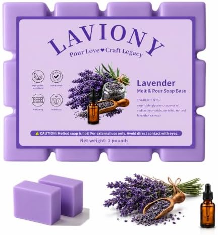 Melt and Pour Soap Base, Pre-Cut, for DIY Soap Craft, 1LB Lavender