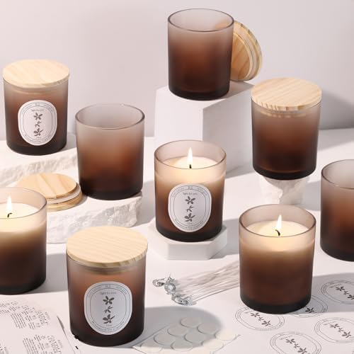 REISEN 12 Pcs 10oz Gradient Amber Candle Jars for Candle Making Kit