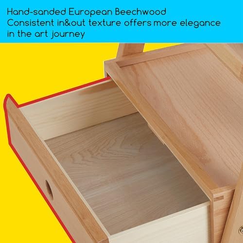 MEEDEN Forward Tilt Studio H-Frame Easel with Art Supply Storage Drawer - Adjustable (58"~75") Solid Beech Wood Easel Stand for Artists, Students and Beginners, Holds Canvas Art up to 37"