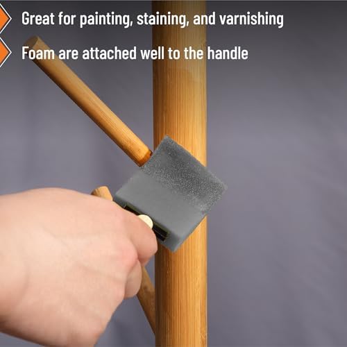 Bates- Foam Paint Brushes, 2", 16 Pack, Grey Sponge Brushes for Painting, Staining