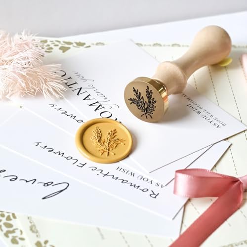Rosemary Wax Seal Stamp, 3D Embossed Relief Carving Head and Wood Handle for Wax Seal Stamp Kit, Decor ffor Thanksgiving Card/Envelope/Gift Wrap/Wedding Engagement Party Invitation