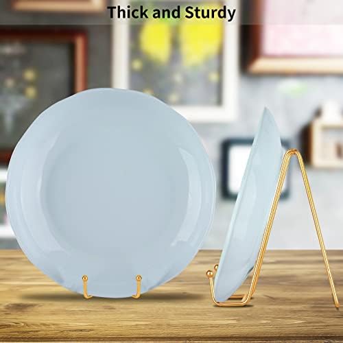 IBosins 5-Pack 6-Inch Plate Holder Display Stands Gold Metal Frame Stand